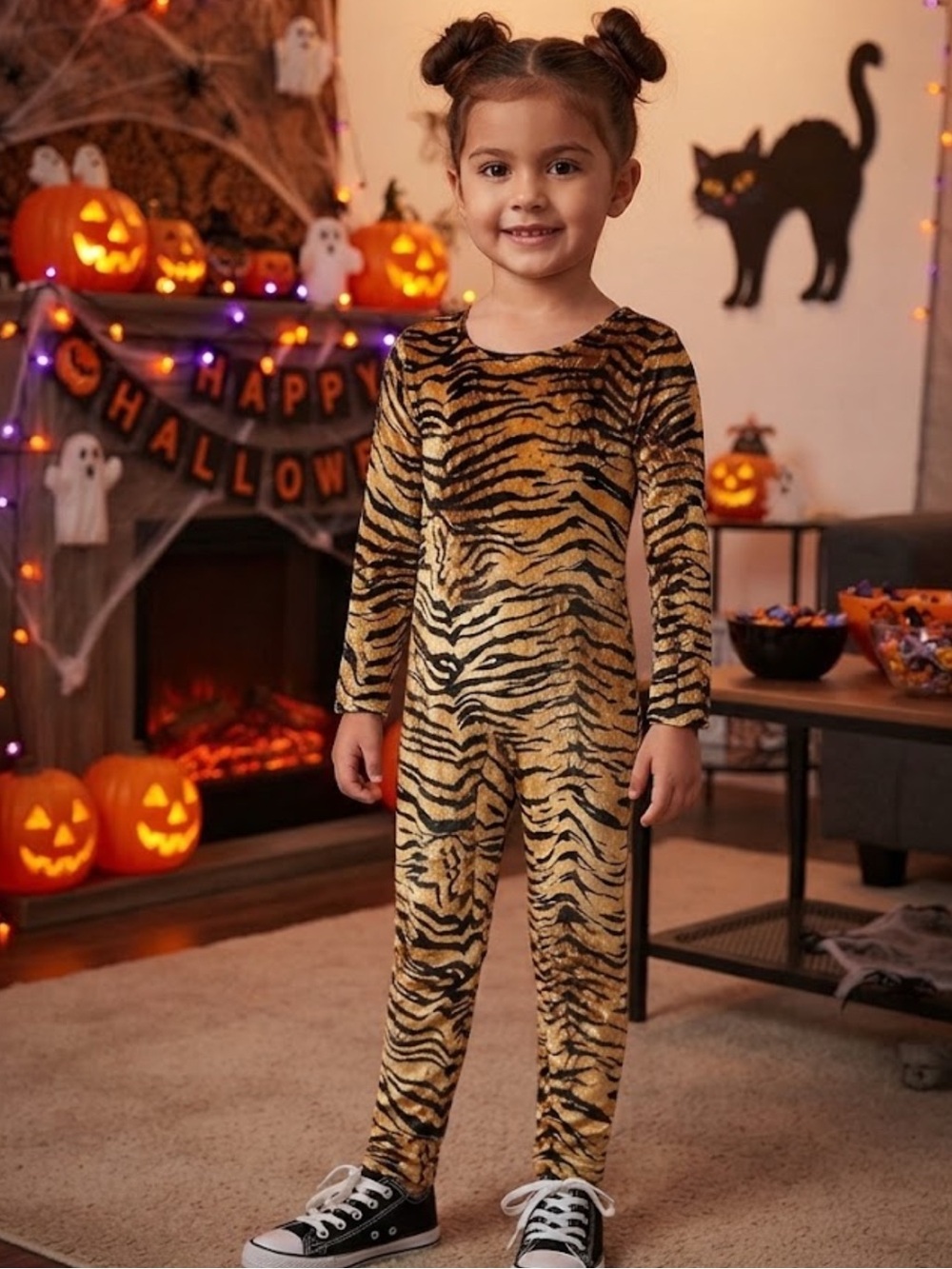 Brand unknown soft velour feel animal print girls unitard costume Sz Sz 4-6
